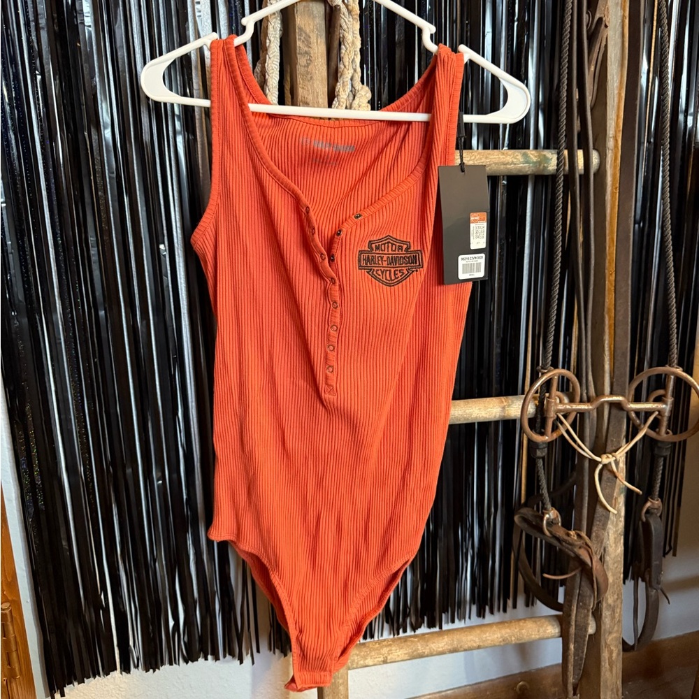 Harley-Davidson Vibrant Orange Ribbed bodysuit